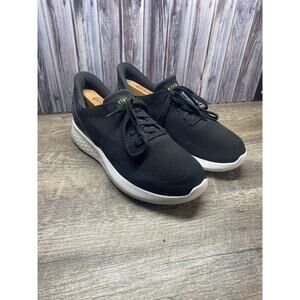 Kizik Mens Athens Sneakers Shoes Lace Up Black Knit Synthetic Size 9 Used Nice